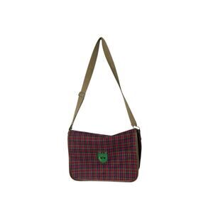 Vintage‎ Esprit De Corp plaid red bookbag Canvas Messenger Bag L